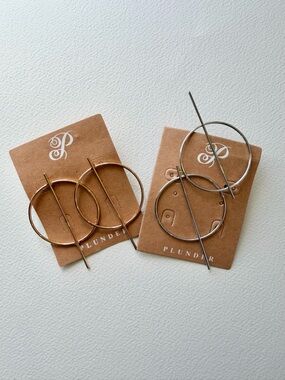 Minimal Hoop & Bar Earrings - Set of Two - Gold and Silver